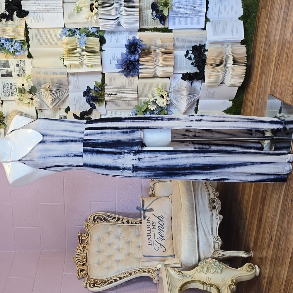 Tiedye Halter Maxi Romper from Love Culture SM Blue&Grey